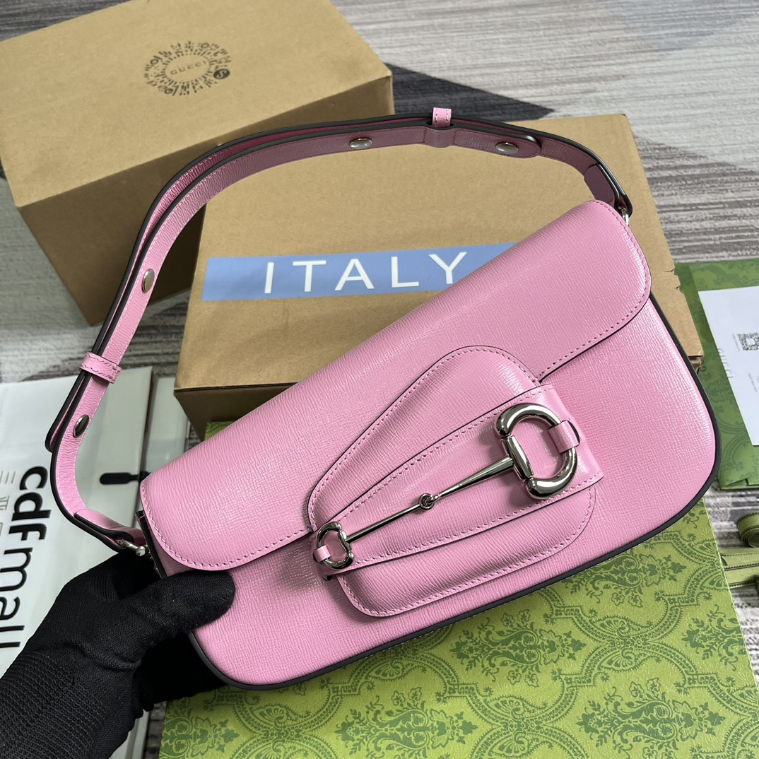 Gvc*1 HORSEBIT 1955 SMALL SHOULDER BAG pink 10.4"W x 6.7-4.1"H x 3.1-1.6"D