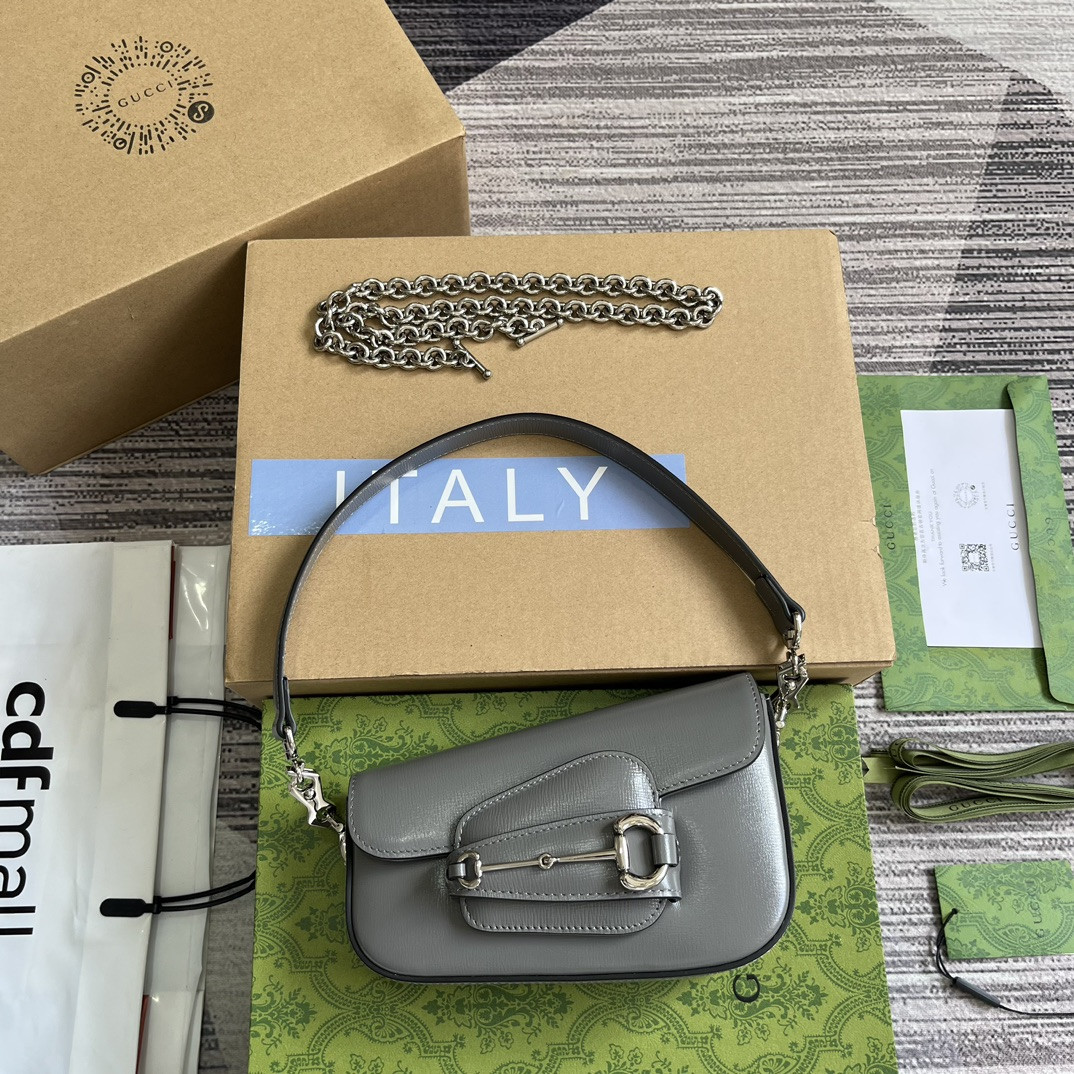 Gvc*1 HORSEBIT 1955 MINI SHOULDER BAG GRAY 7.7"W x 5-3.1"H x 2.4-1.2"D