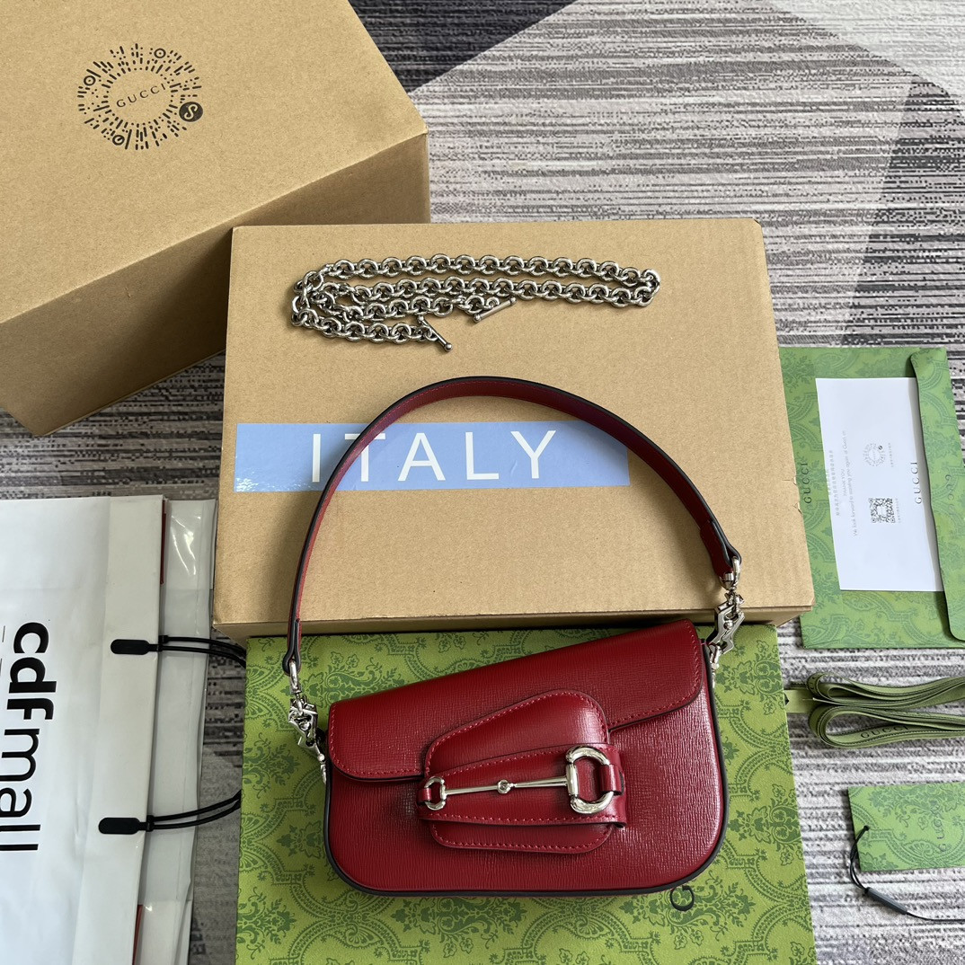 Gvc*1 HORSEBIT 1955 MINI SHOULDER BAG RED 7.7"W x 5-3.1"H x 2.4-1.2"D