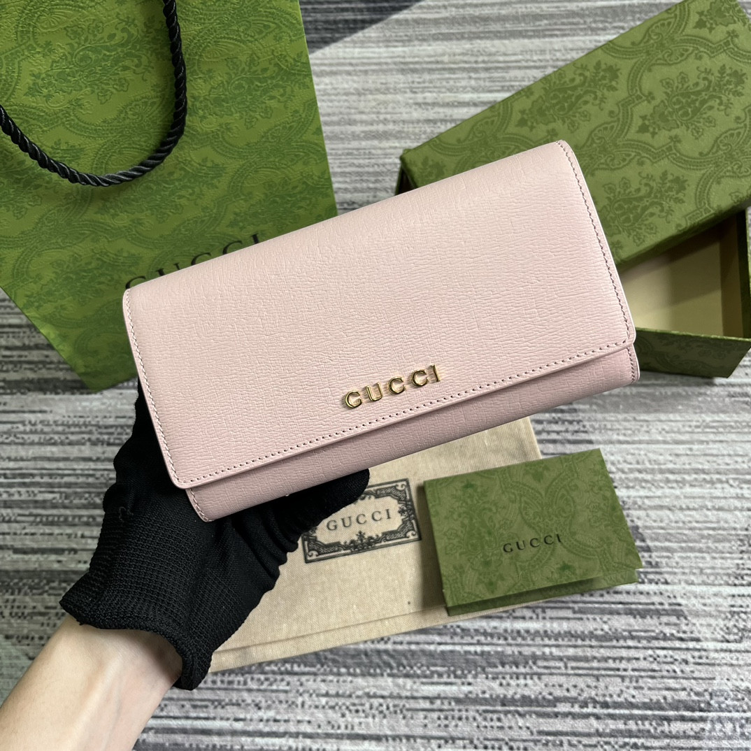 CONTINENTAL WALLET WITH Gvc*1 SCRIPT pink 7.5"W x 4"H x 1.4"D
