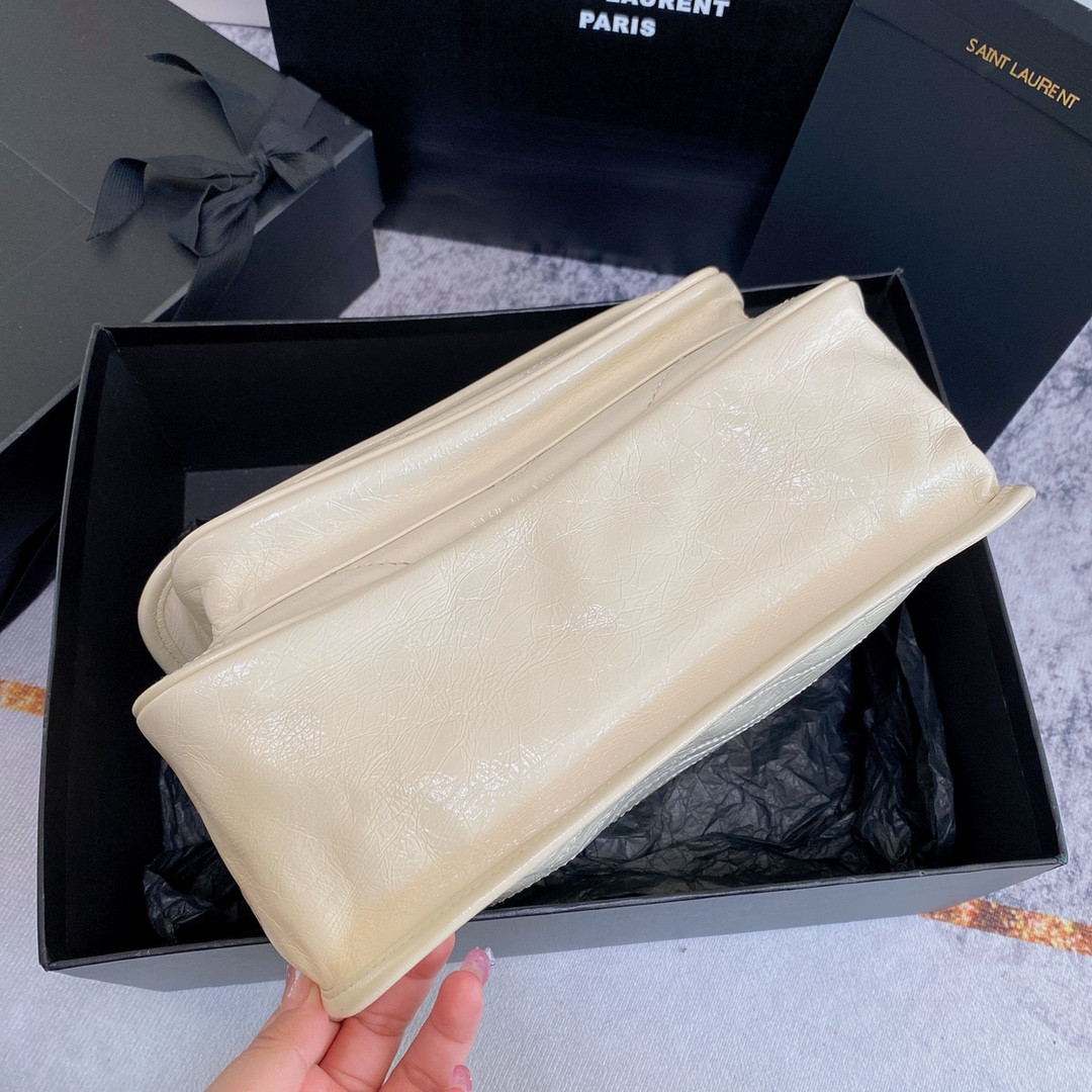 Y51 NIKI MEDIUM IN VINTAGE LEATHER WHITE 11 X 7.8 X 3.3 INCHES
