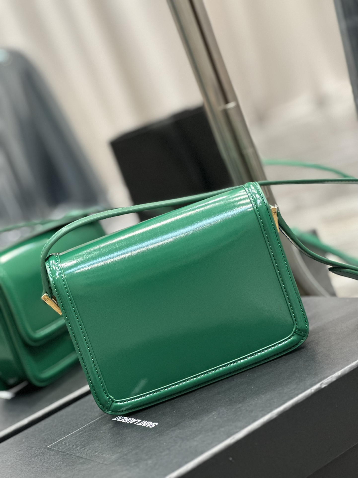 Y51 SOLFERINO SMALL SATCHEL IN BOX Sa1nt Lau*nt GREEN 7.4 X 5.1 X 1.9 INCHES