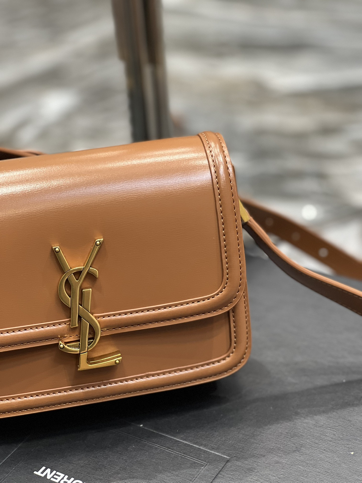 Y51 SOLFERINO SMALL SATCHEL IN BOX Sa1nt Lau*nt BRWON 7.4 X 5.1 X 1.9 INCHES