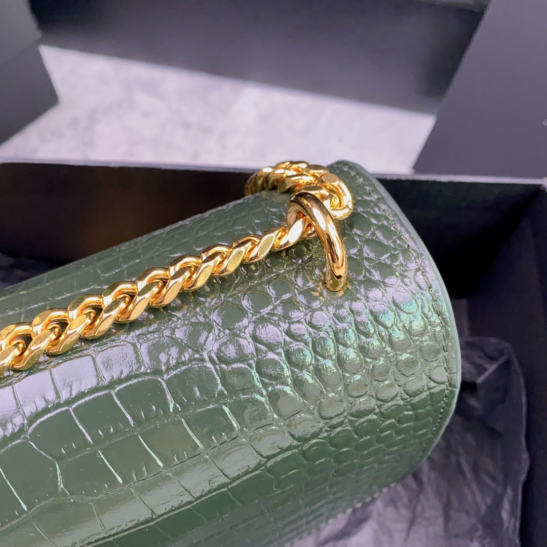 Y51 SUNSET MEDIUM IN CROCODILE-EMBOSSED LEATHER MINT 8 X 6.2 X 2.5 INCHES