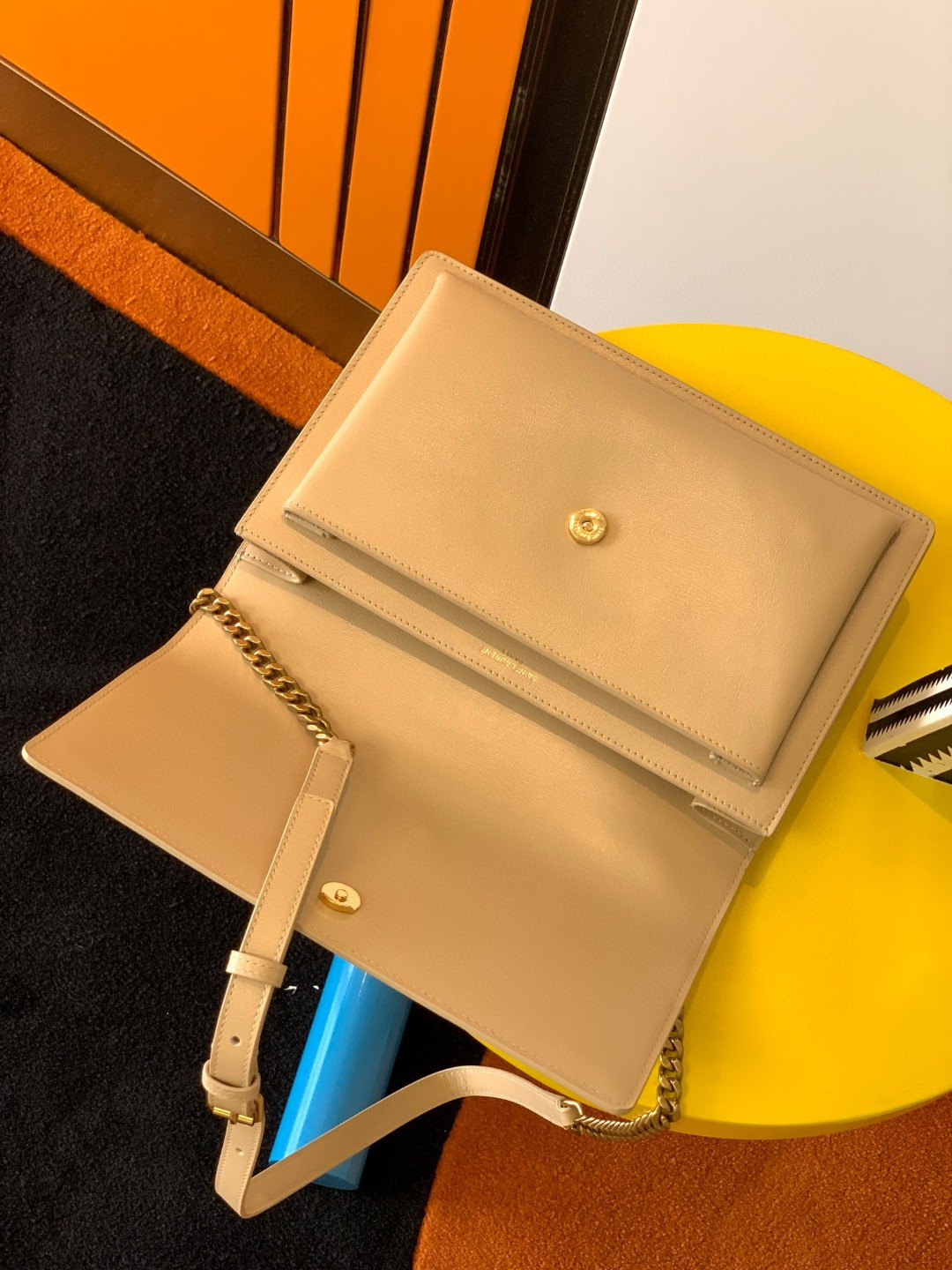 Y51 SUNSET LARGE IN SMOOTH LEATHER BEIGE 22x8x16cm