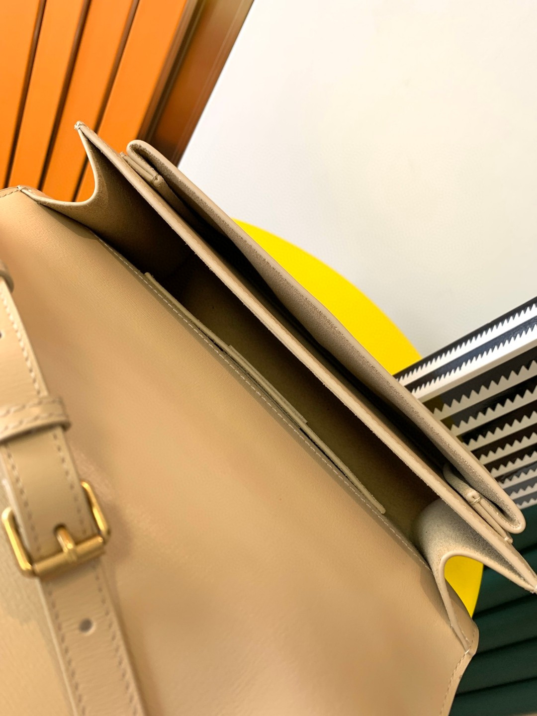 Y51 SUNSET LARGE IN SMOOTH LEATHER BEIGE 22x8x16cm