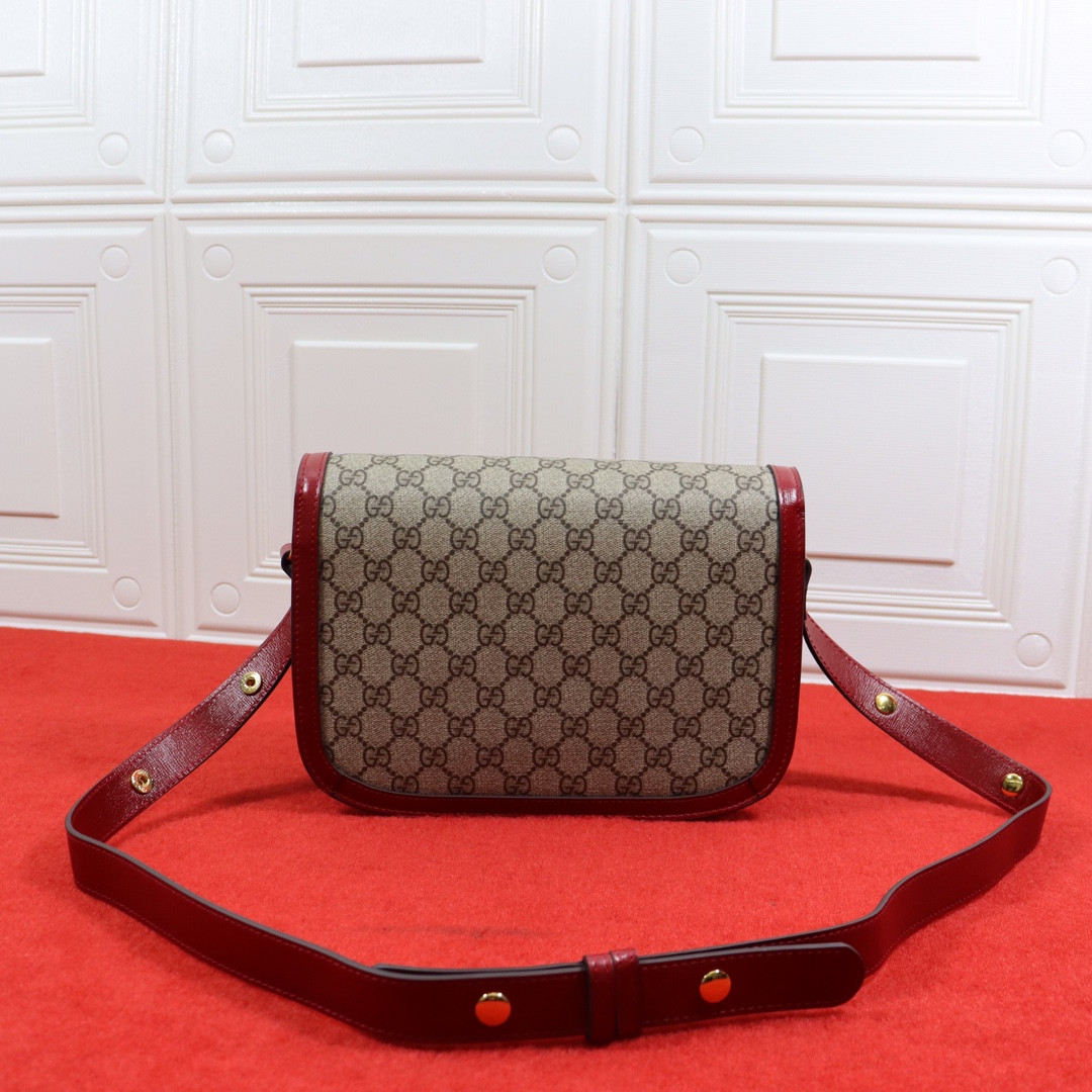 Gvc*1 HORSEBIT 1955 SHOULDER BAG GRAY RED 9.8"W x 7"H x 3.1"D