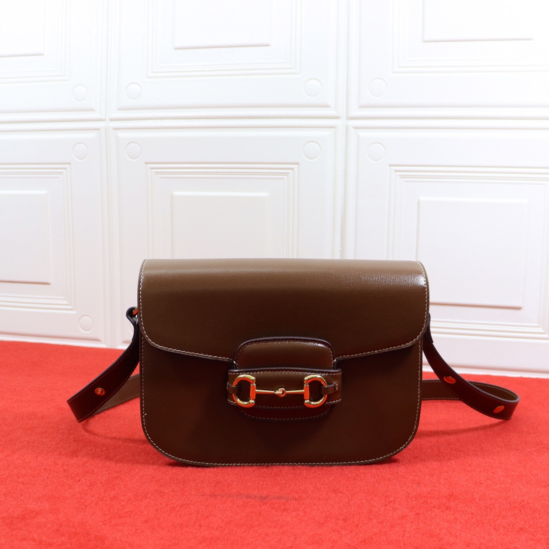 Gvc*1 HORSEBIT 1955 SHOULDER BAG BROWN 9.8"W x 7"H x 3.1"D