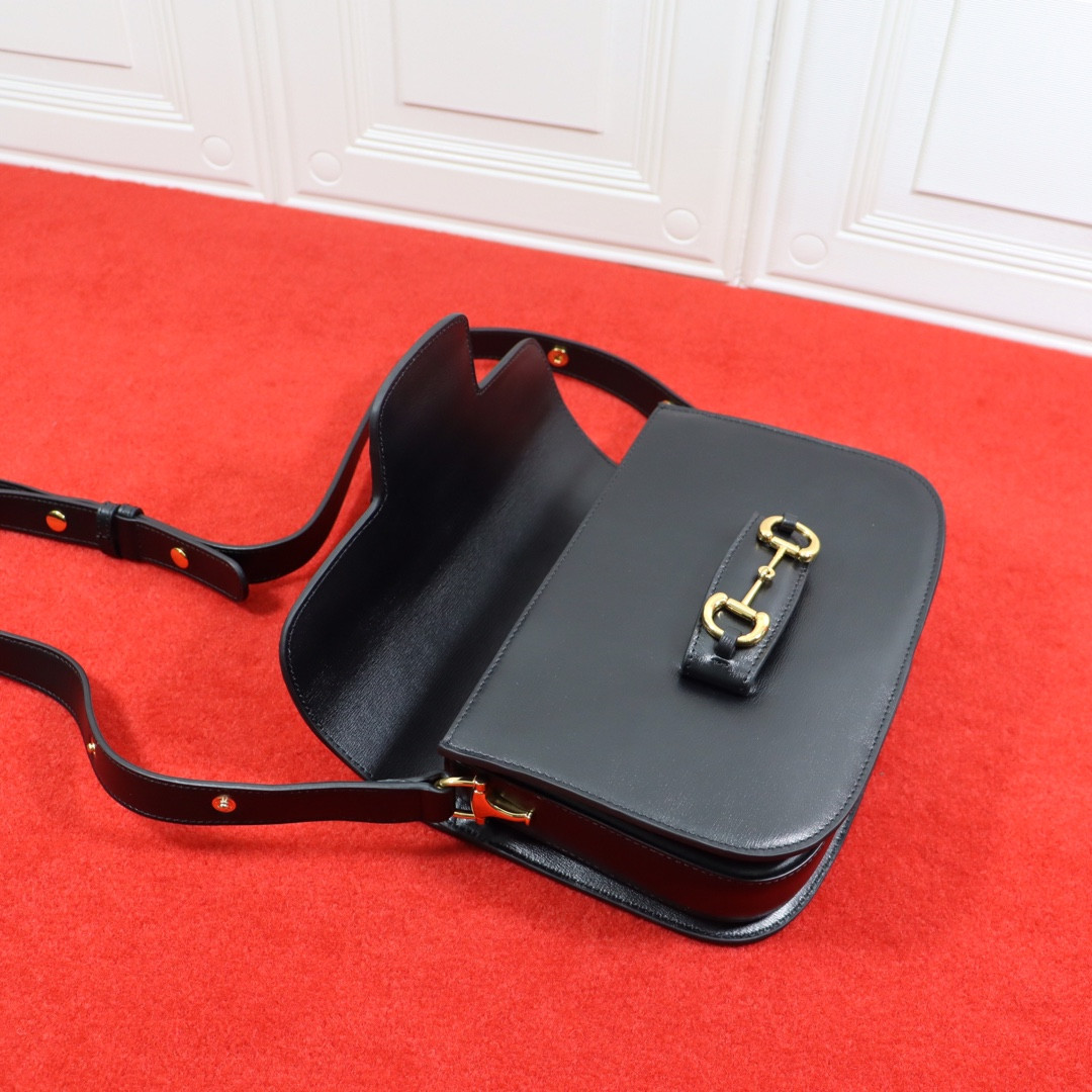 Gvc*1 HORSEBIT 1955 SHOULDER BAG BLACK 9.8"W x 7"H x 3.1"D