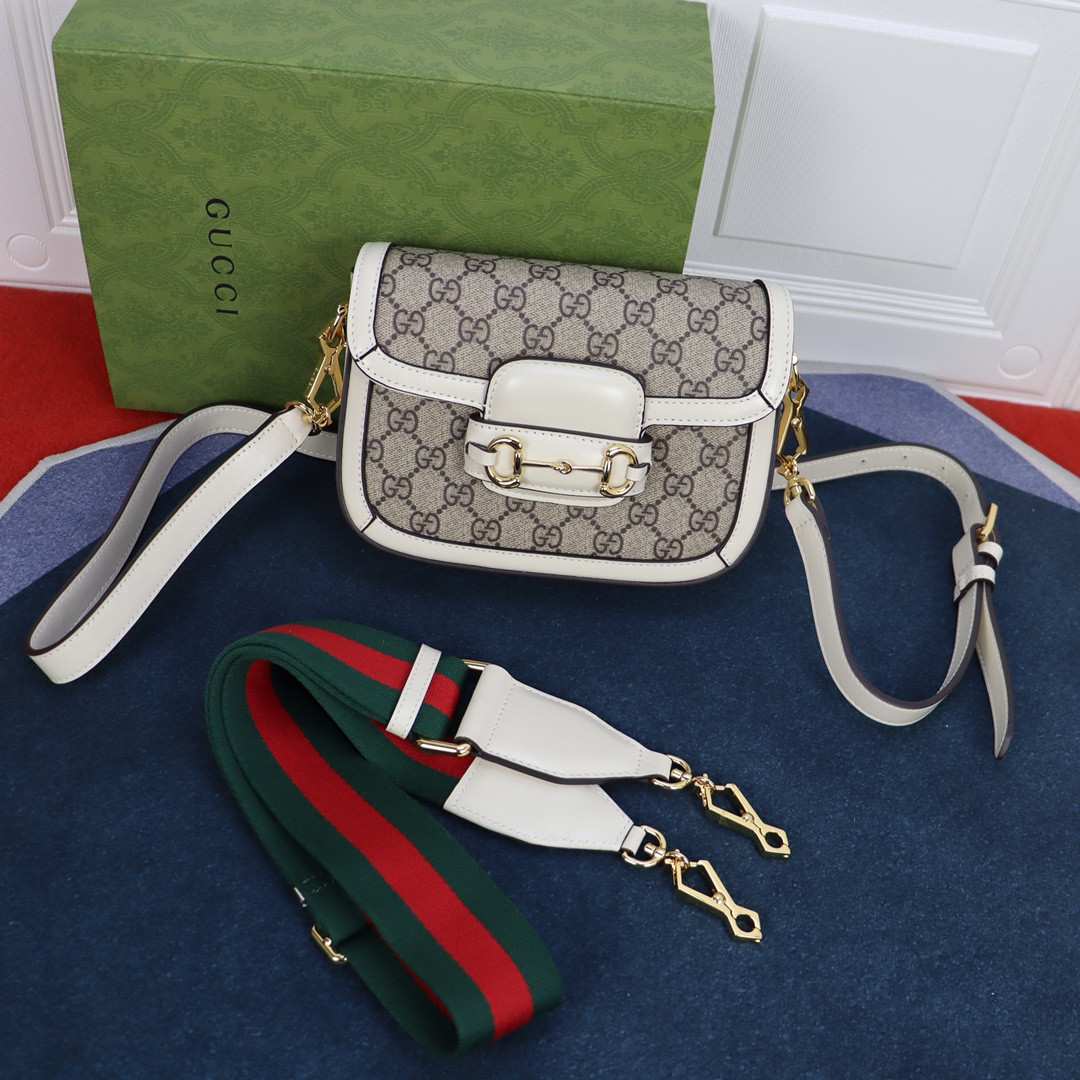 Gvc*1 HORSEBIT 1955 MINI BAG GRAY WHITE 8.1"W x 5.7"H x 2"D
