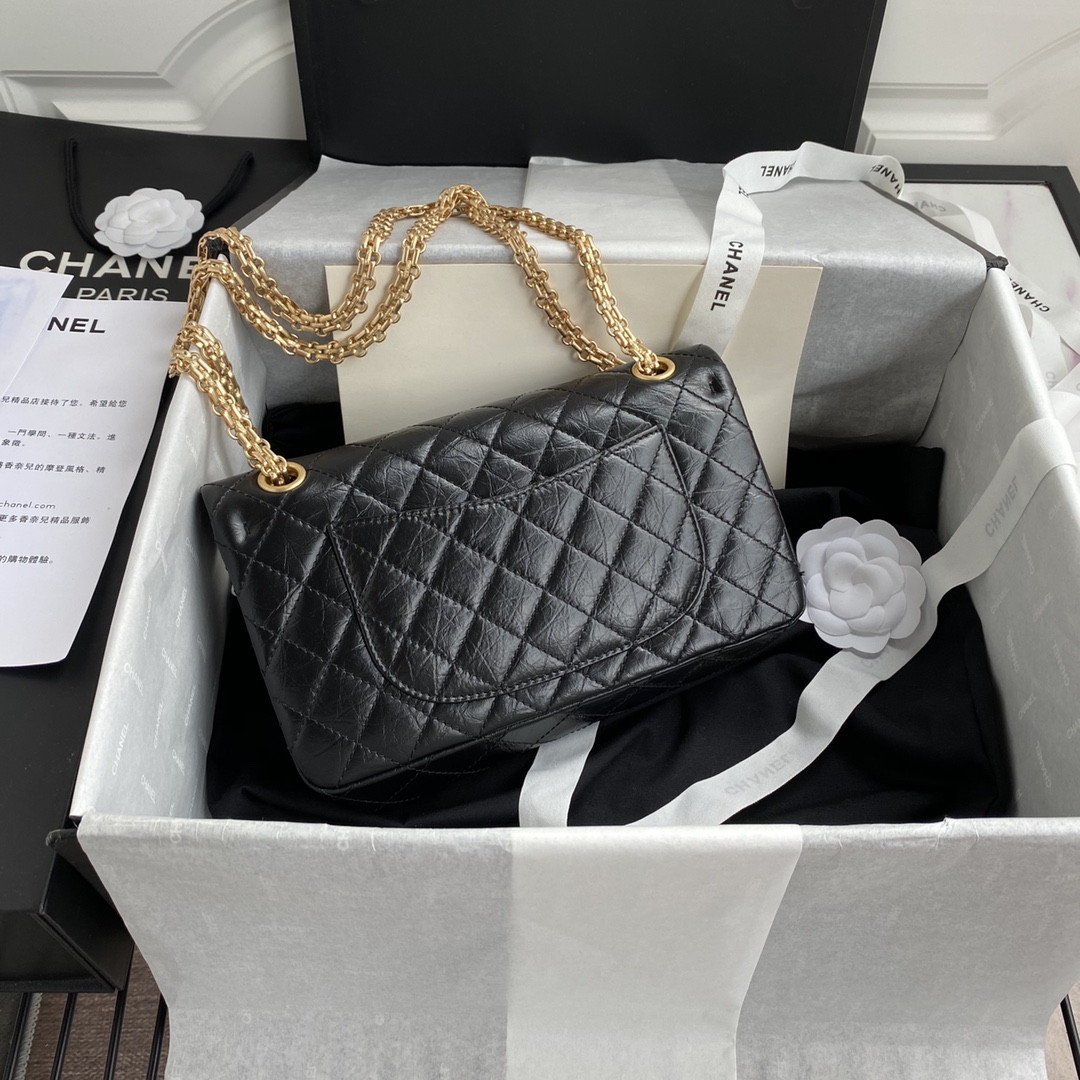 Ch**el 2.55 HANDBAG Black 6.2 × 9.4 × 2.9 in