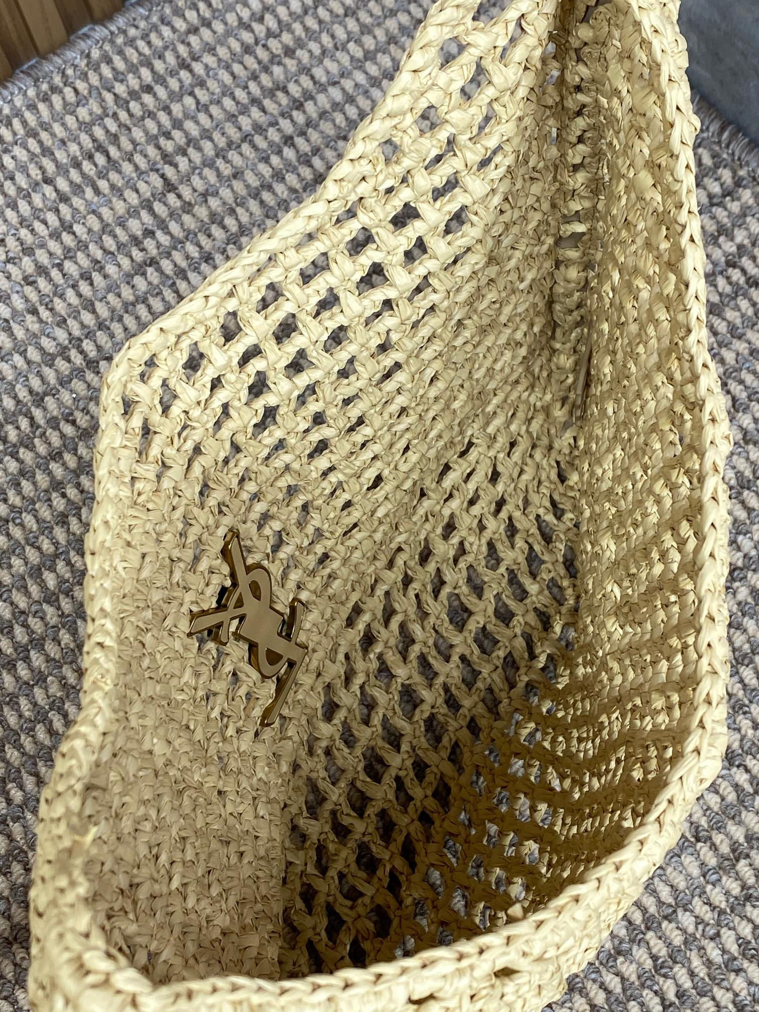 Y51 OXALIS BAG IN RAFFIA MACRAMÉ  Color Natural 14.6X15.7X1.2INCHES