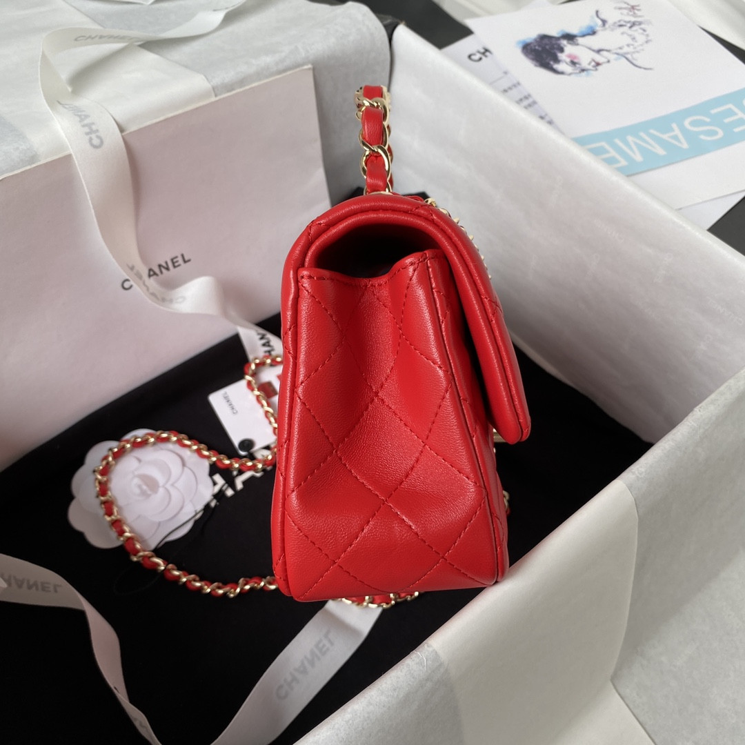 Ch**el Mini Classic Handbag With Top Handle 12 × 20 × 6 cm