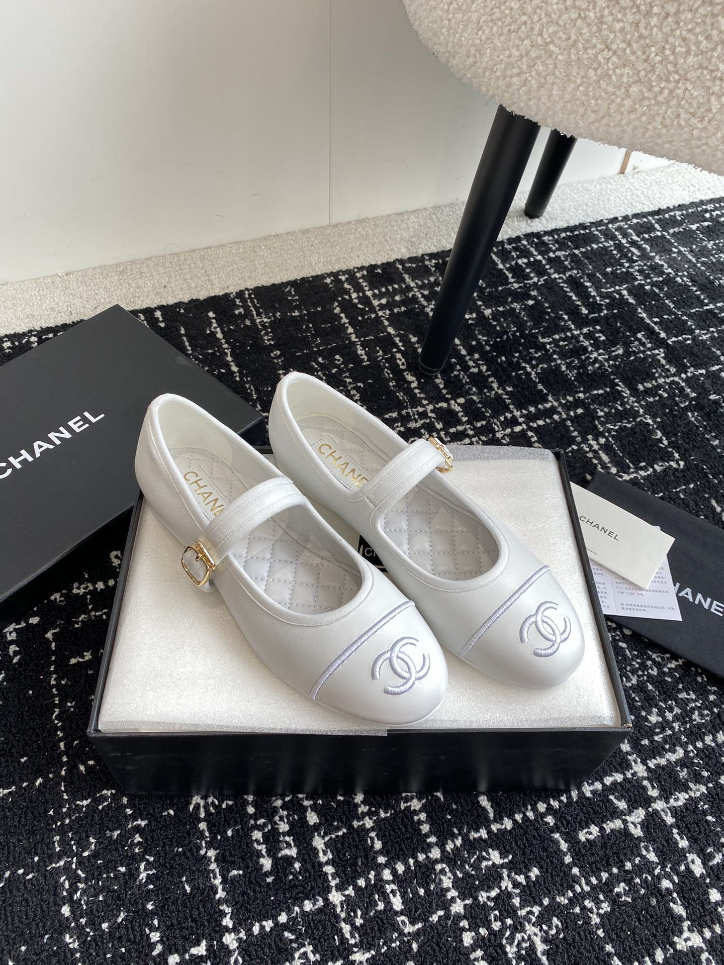 UA Ch**el MARY JANES Lambskin White