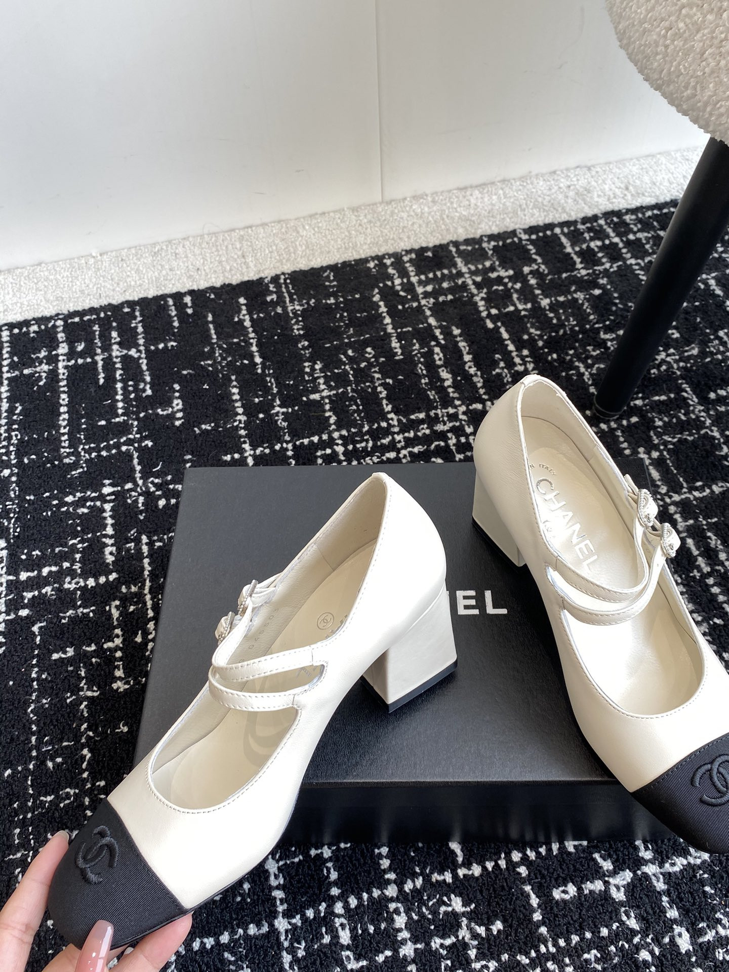 UA Ch**el MARY JANES Lambskin & Grosgrain