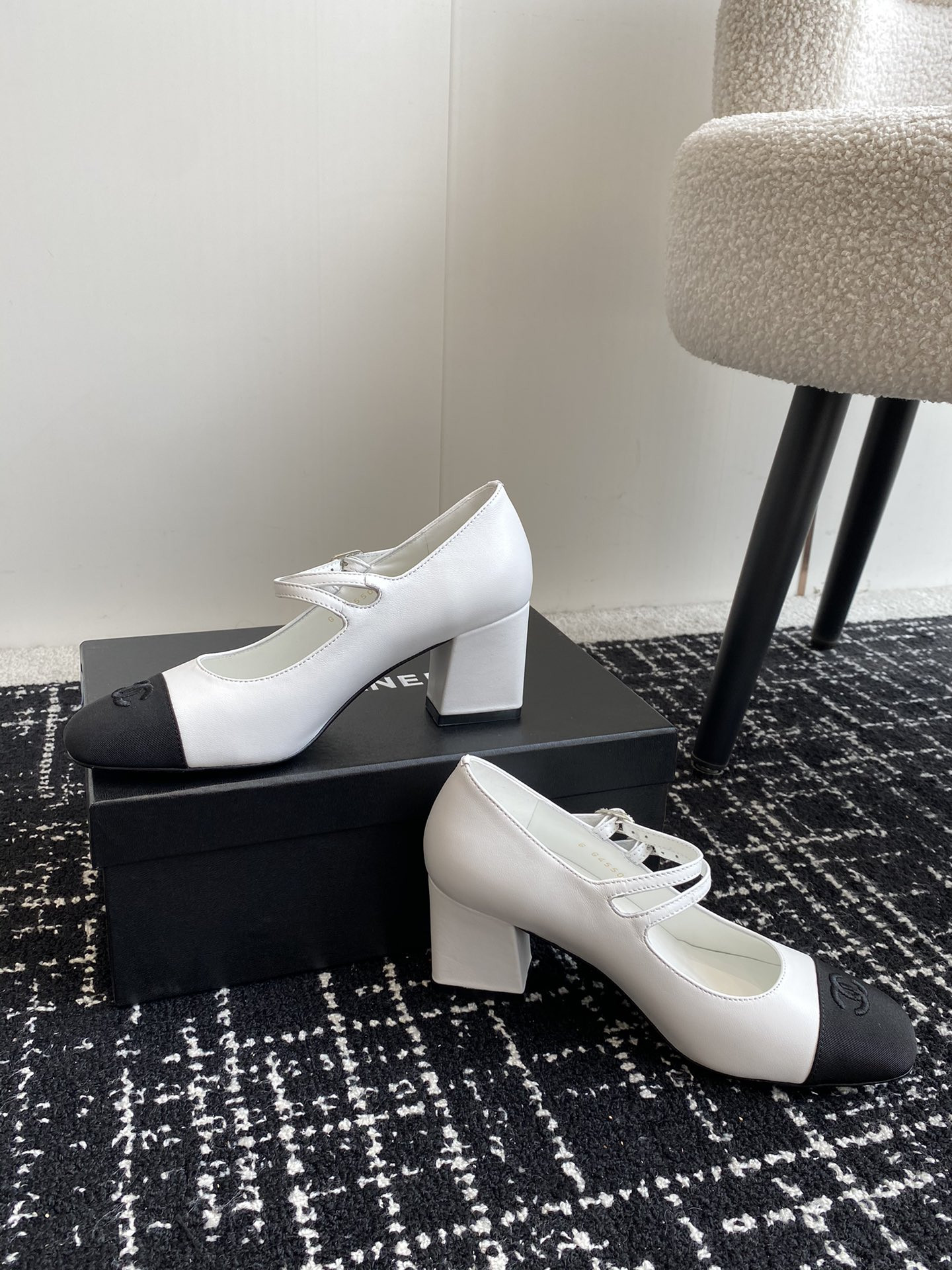 UA Ch**el MARY JANES Lambskin & Grosgrain
