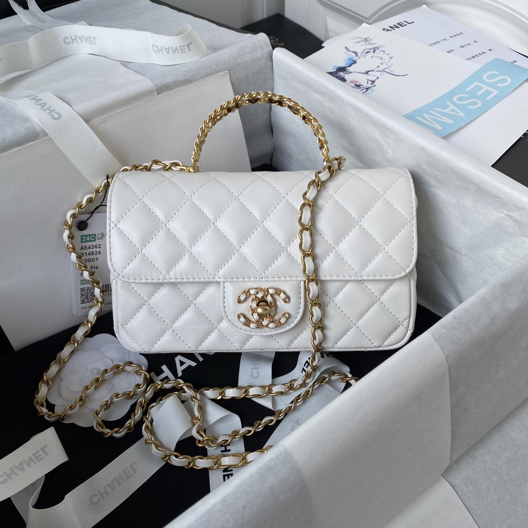 Ch**el MINI CLASSIC HANDBAG WITH TOP HANDLE 12 × 20 × 6 CM