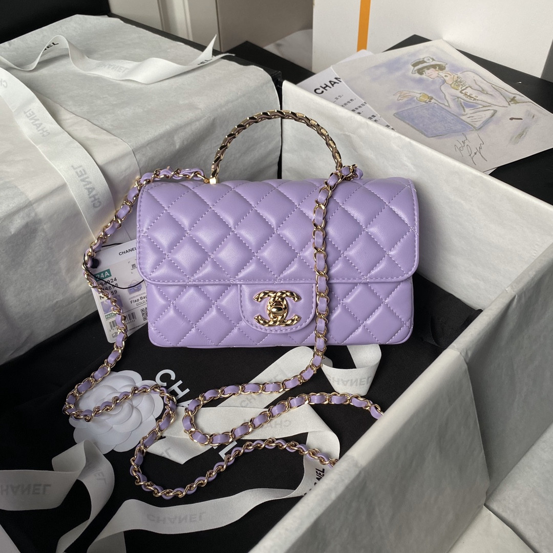 Ch**el 24A Mini Classic Handbag 12 × 20 × 6 cm