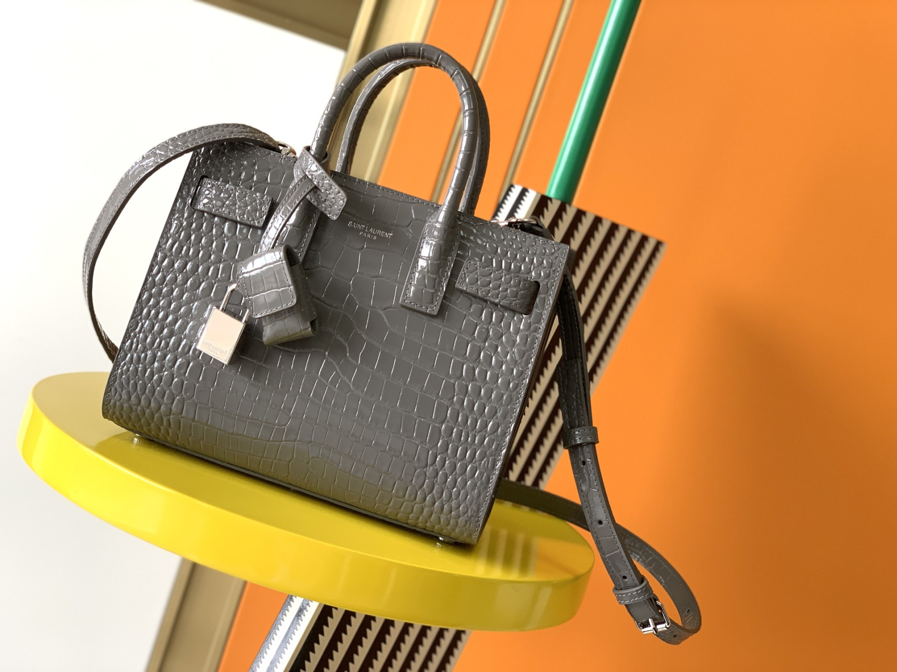 Y51 SAC DE JOUR IN CROCODILE EMBOSSED LEATHER - NANO 22x18x10.5cm