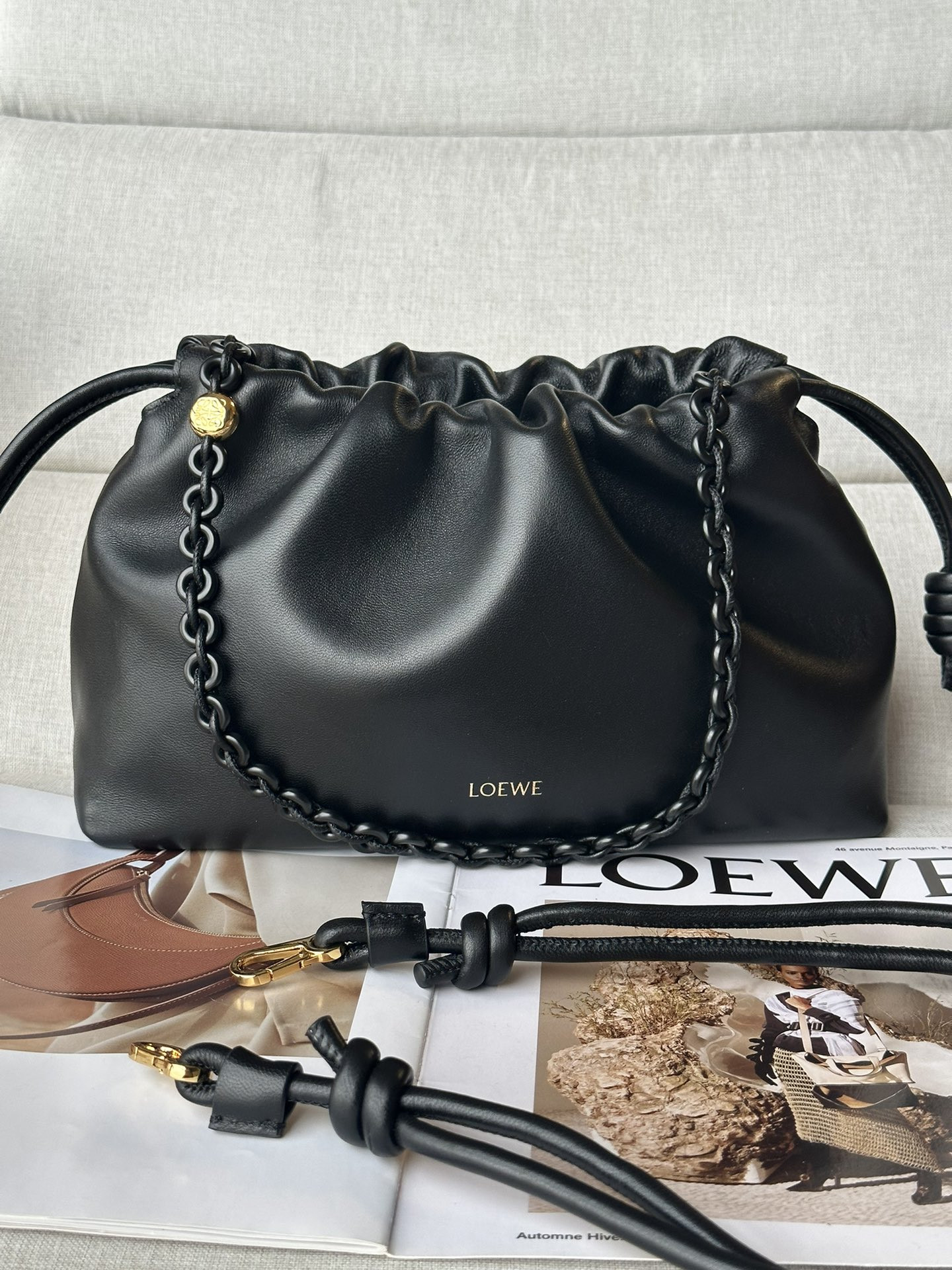 L0ew* Medium Flamenco purse in mellow nappa lambskin 30x10.5x20cm
