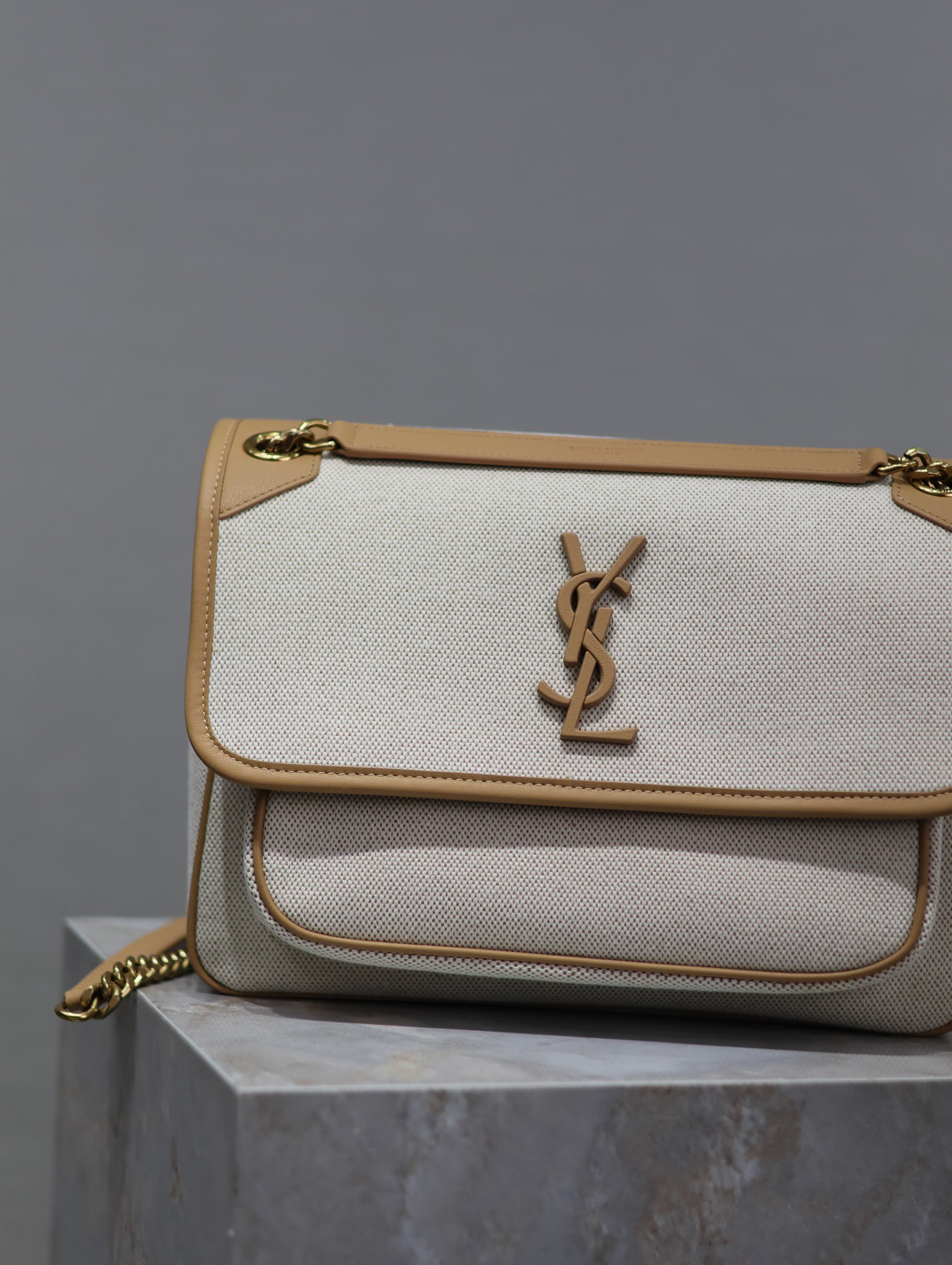 Y51 NIKI MEDIUM IN Calfskin Cotton and Linen 28x20x8.5cm