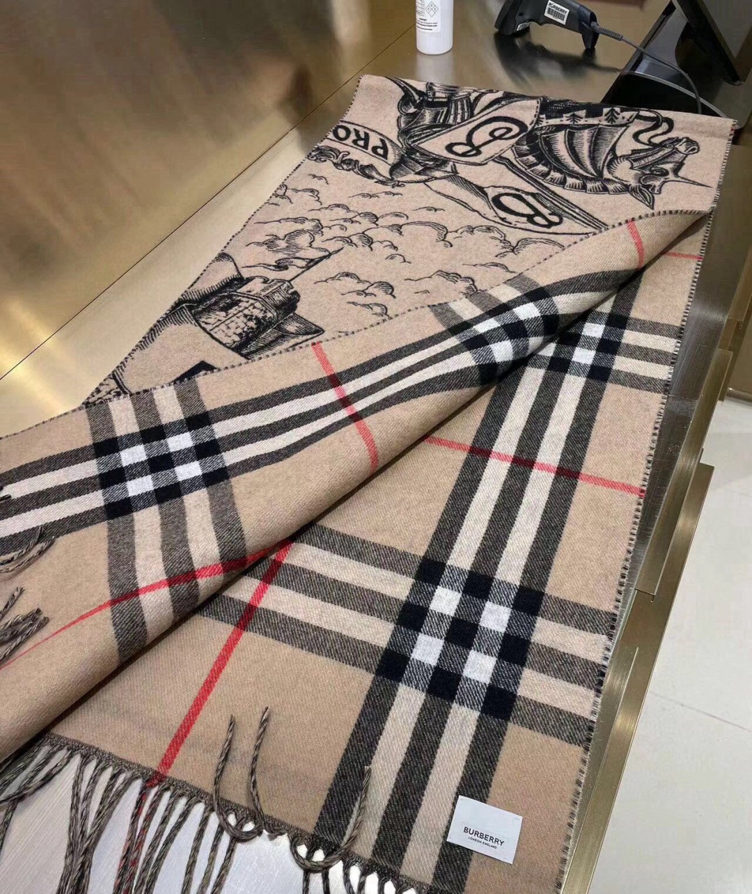 Bv*b*rry Wide Reversible EKD Cashmere scarf 50x210cm