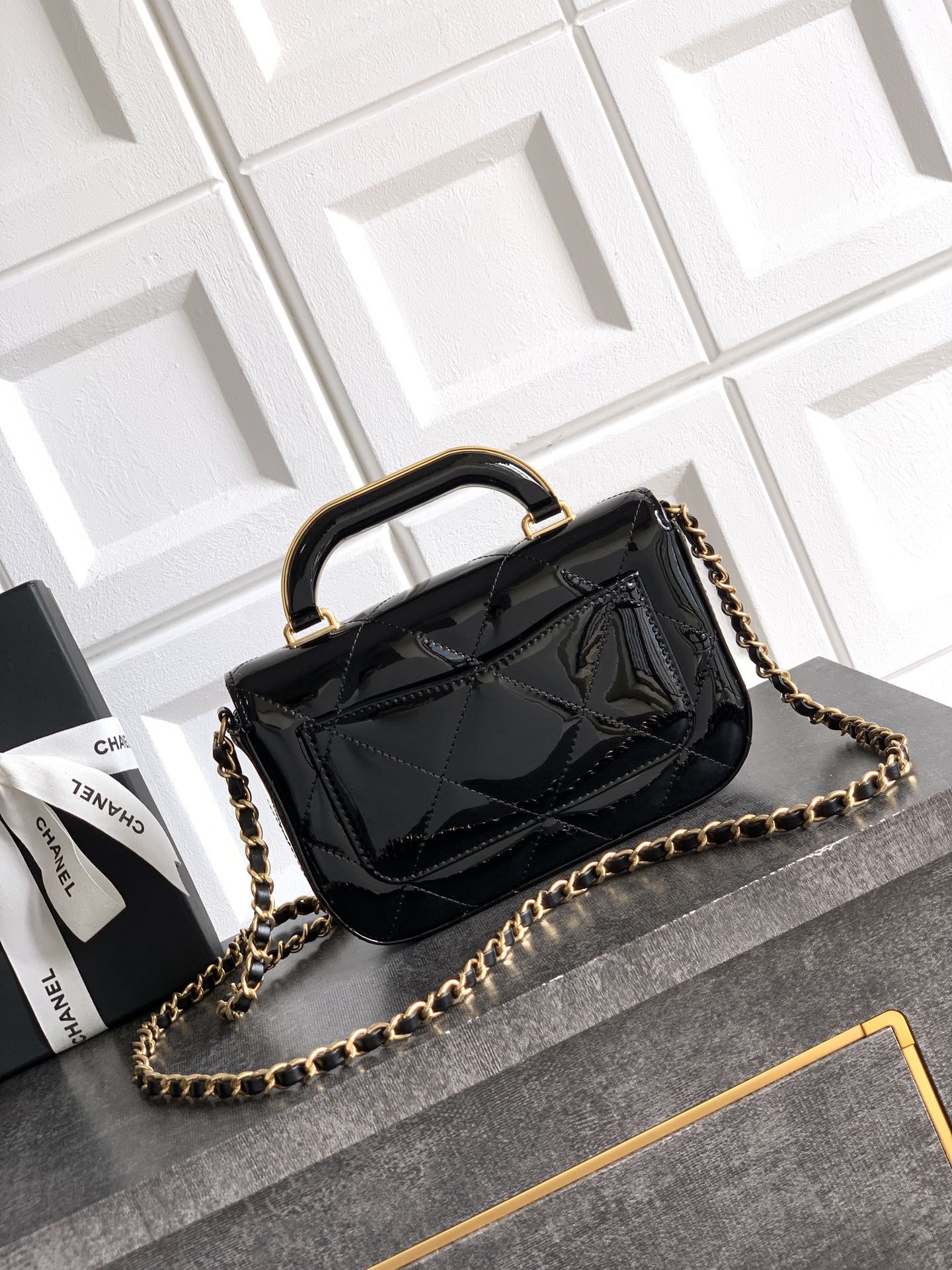 Ch**el Mini Flap Bag with Top Handle 13x18.5x4.5cm